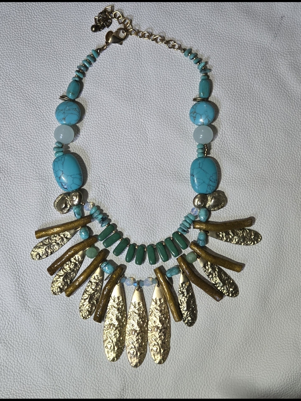 Chico's Turquoise & Gold Statement Necklace
